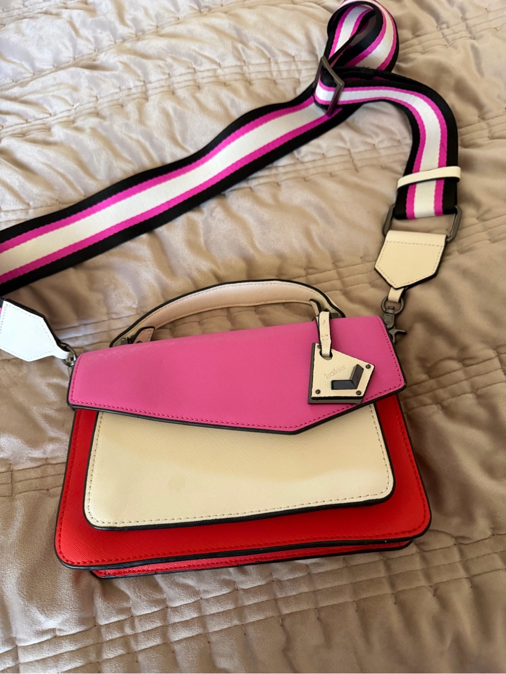 NWT Botkier Cobble Hill Pepper Combo Leather Crossbody 18H1956TNRED $248